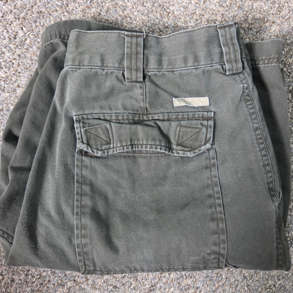 Perry‎ Ellis Cottons Mens Olive Green Cargo Shorts Size 34 Cotton Twill Casual